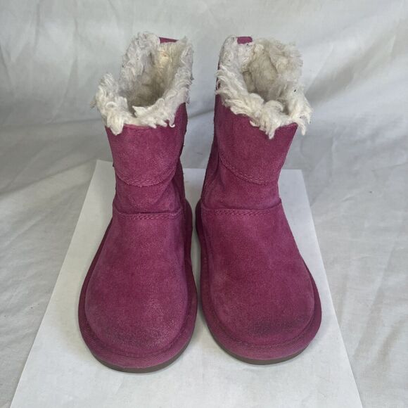 Koolaburra UGG Aribel Short Boots Fur Lined Zip Pink Baby Toddler Girls 7 - Picture 2 of 9